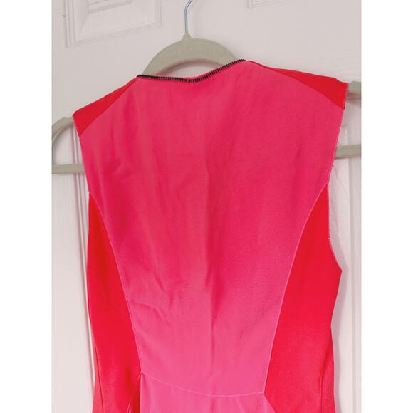 Elie Tahari Colorblock Zipper Sleeveless Mini Dress Pink 0 Feminine Career Bold - Picture 5 of 10